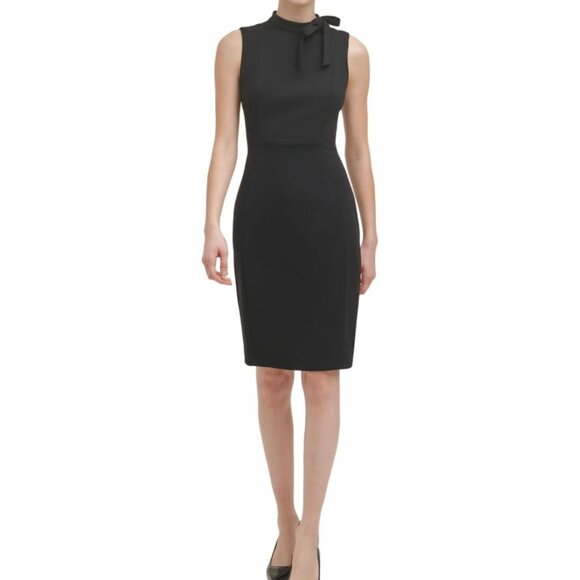 New, Calvin Klein Sleeveless Seamed Sheath w Tie Neck SZ 14 - Picture 2 of 9